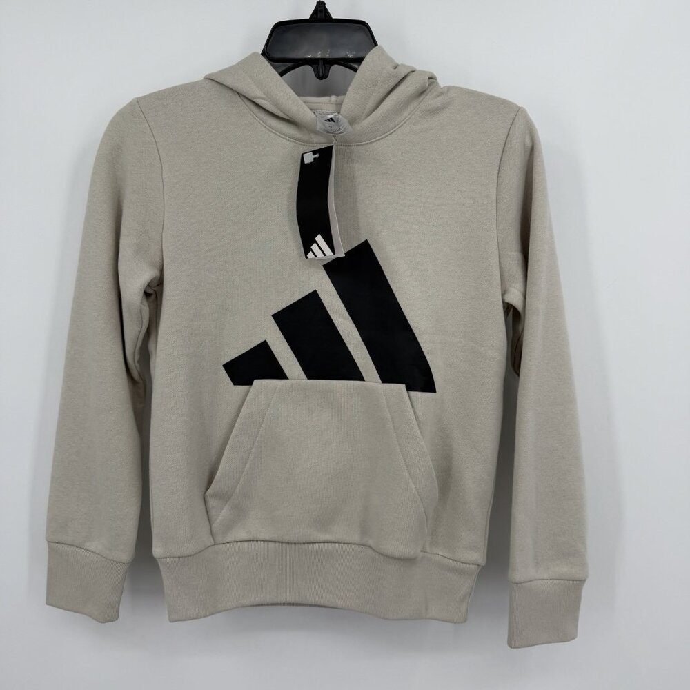 Adidas Boys Essential Big Logo Pullover Hoodie Sweatshirt S/8 Natural Oat Fleece